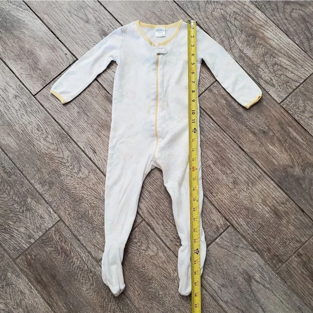 The Children's Place Zipper Closure White and Yellow Footie Size 18 Months